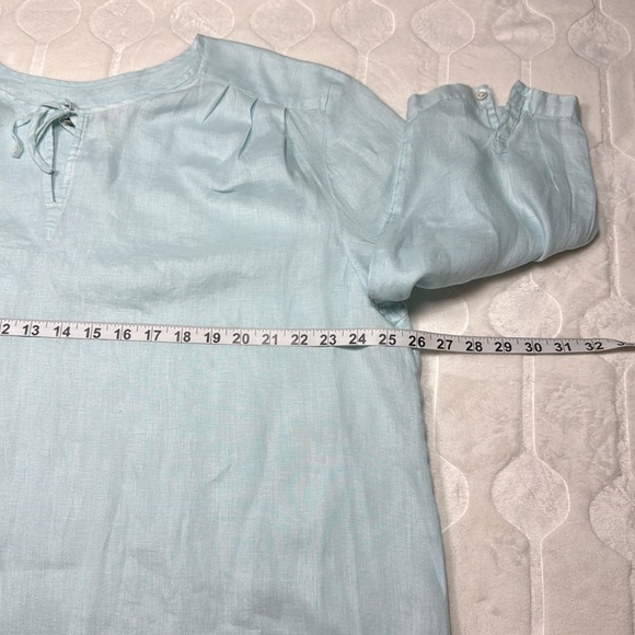 J. Jill Womens Light Blue Linen Tunic Blouse Loose Relaxed Fit Plus Size 2X - Picture 3 of 8